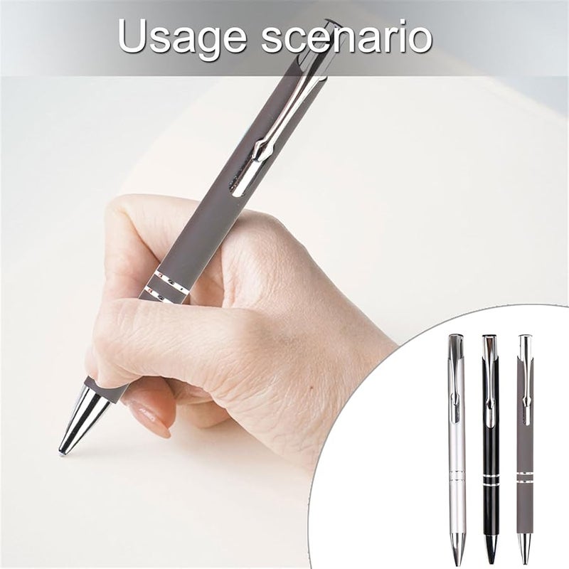 6 Pack Retractable Metal Business Pens Black White 1.0mm Smooth Writing for Office Hotel Reception - Image 2